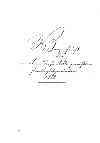 Handschriftliche Titelseite mit der Überschrift „Magistratsbericht des Landkreises Celle zum örtlichen Verwaltungsjahr 1885“.