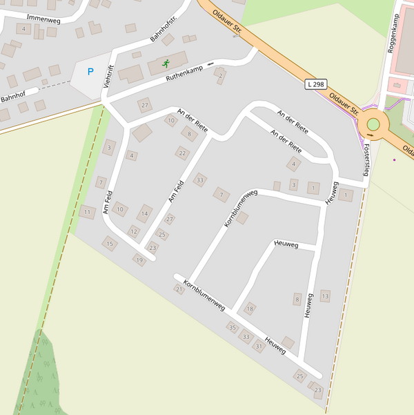 Kartenausschnitt des Baugebietes "An der Trift"