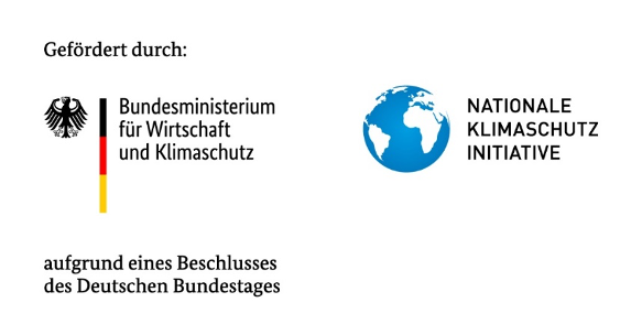 Förderhinweis BMWK & Nationale Klimaschutzinitiative Logos von BMWK und Nationaler Klimaschutzinitiative mit Text: Gefördert durch BMWK und NKI aufgrund eines Beschlusses des Bundestages