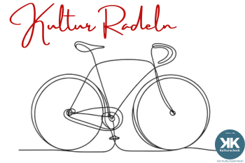 Illustration eines Fahrrads mit dem Text "Kultur Radeln"